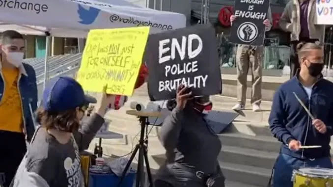 Biden Supporter at Rally Screams at Cops: ‘Blue Lives Do NOT Matter’