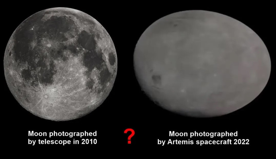 Keistos Mėnulio nuotraukos iš arti, padarytos misijos