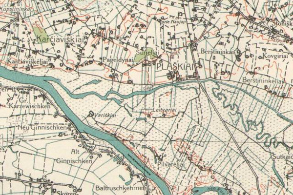 Plaškiai. 1938 m. Karo Topografijos Skyriaus žemėlapio fragmentas