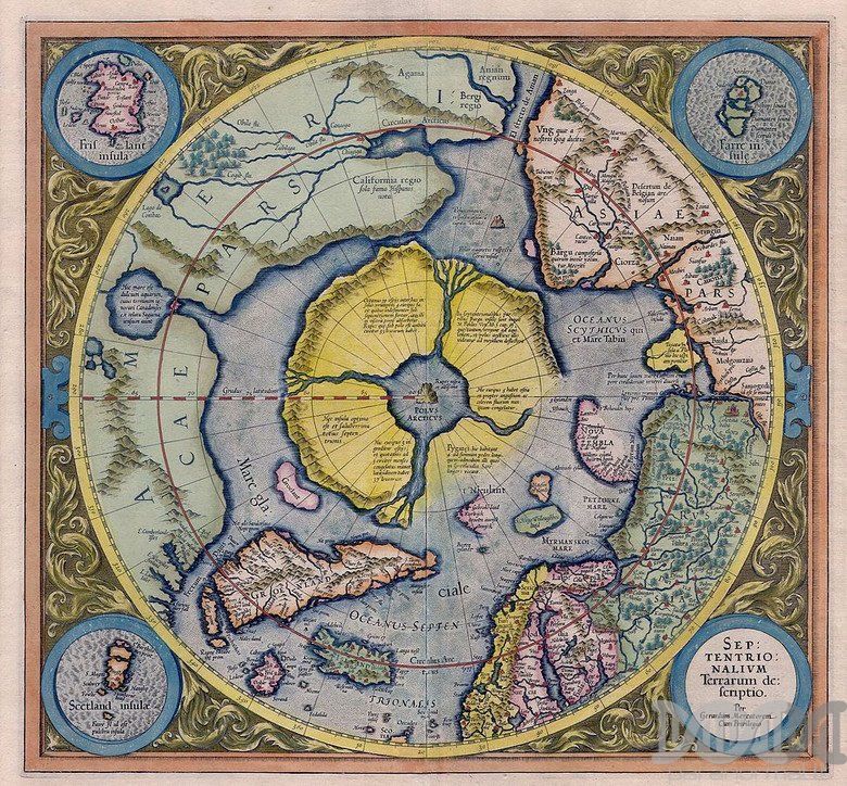 Mercator map with Frisland and Hyperborea