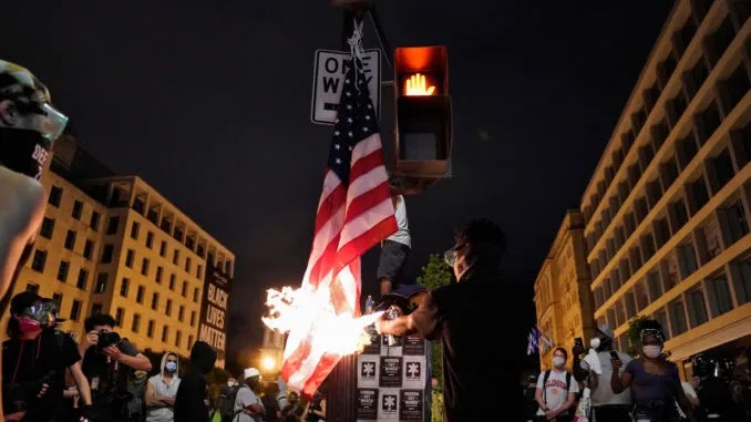 Trump Demands Action Against ‘Lowlifes’ After BLM Protesters Burn Amer