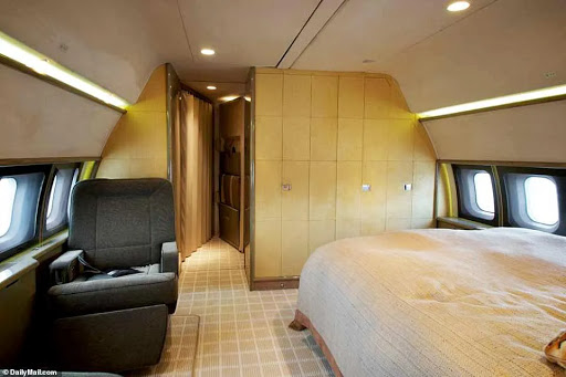 The refurbished master bedroom of Epstein’s Lolita Express