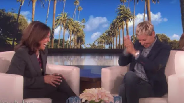 Kamala Harris and Ellen Laugh Hysterically After ‘Joke’ About Murderin