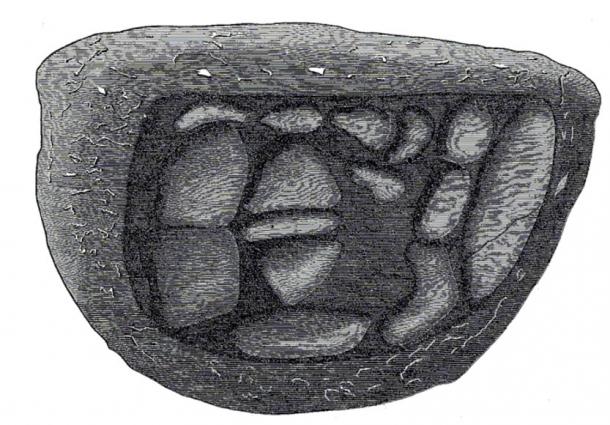 Drawing of the front view of the Black Stone.