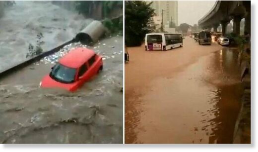Heavy rainfall triggers flooding in Bangalore, India