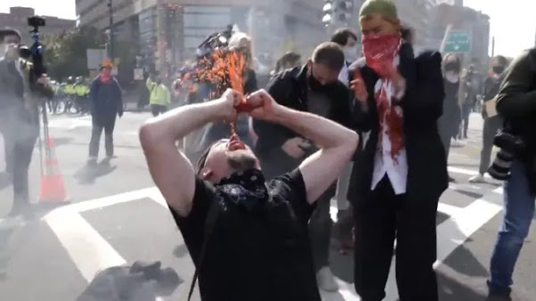 Antifa Conduct Satanic Occult Ritual in Boston Street, Eat Bloody Hear