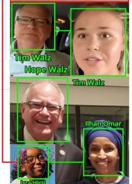 Governor Tim Walz and Hope Walz (top), Rep. Ilhan Omar and Isra Hirsi