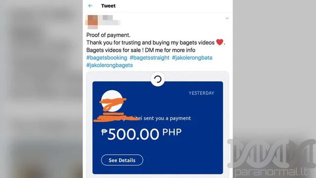 PROOF. A Twitter account posts proof of transaction.