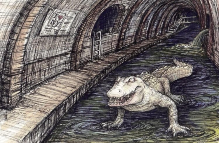 Krokodilo kanale iliustracija