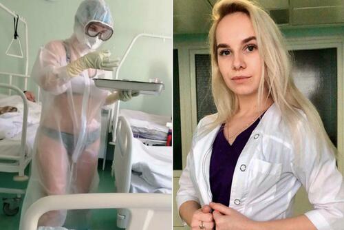 Pandemijos įkarštyje ši Rusijos slaugytoja nusprendė dėvėti tik liemen