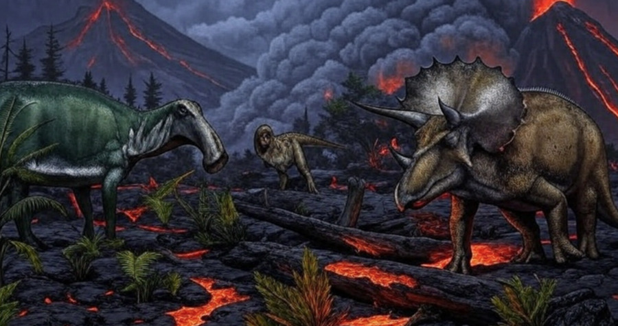 Tyranozauro fosilija, rasta Šiaurės Amerikoje, iliustruojanti dinozaurų įvairovę kreidos periode