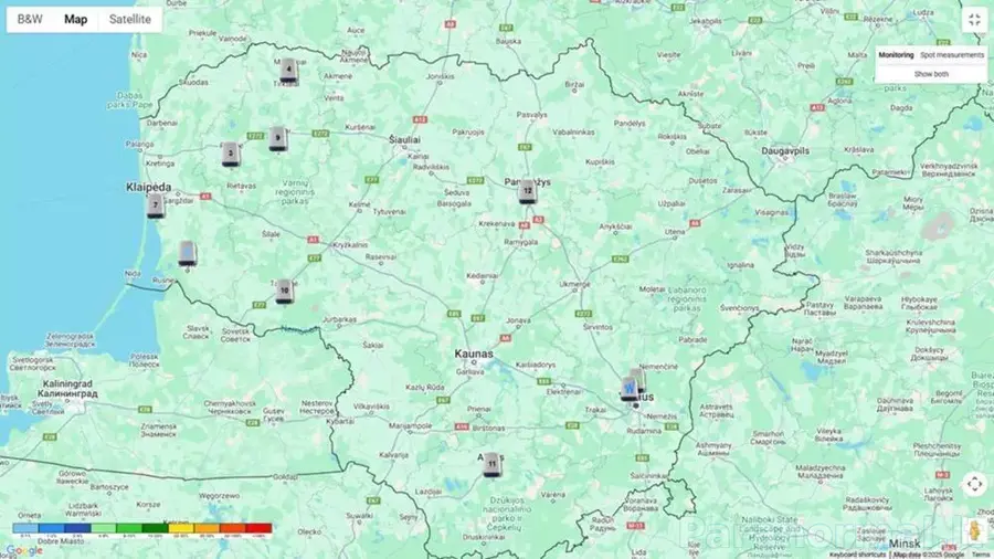EML stebėsenos matavimų žemėlapis. | Nacionalinis visuomenės sveikatos centras
