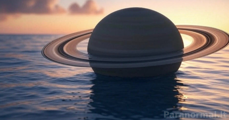 Saturnas virš vandeningos planetos