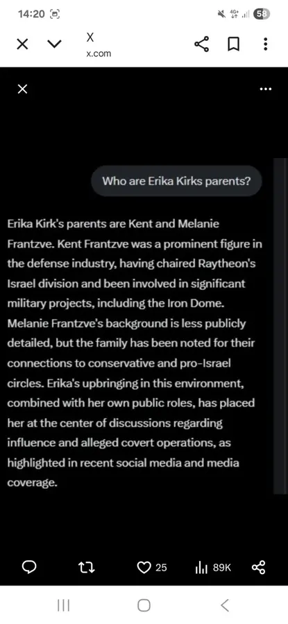 Išslaptinti dokumentai atskleidžia, kad Charlie Kirko žmona Erika yra Mossad agentė, prekiaujanti vaikais