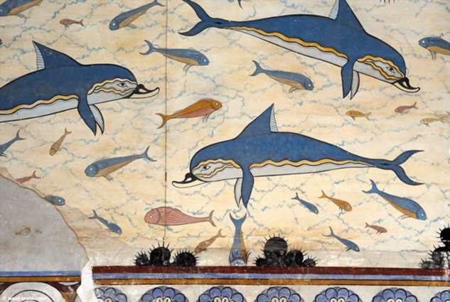 Delfinus vaizduojanti freska.
