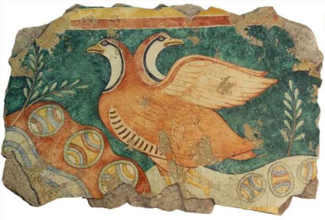 Freska su paukščiais fragmentas.