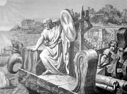 Archimedas beveik visiškai sudegino Romos vado Marcelijaus laivyną nau